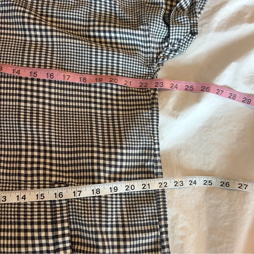 Toad&Co Platitude Short Sleeve Shirt Dress Black and White Plaid Size M